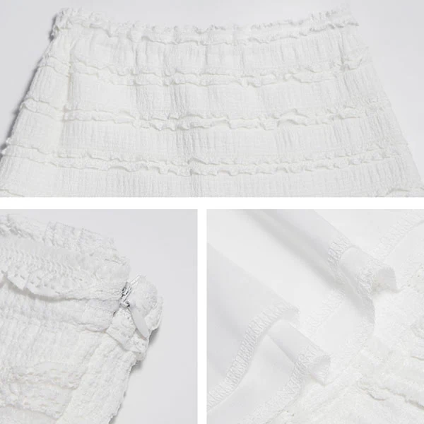 Adrina White Embroidered Tiered Maxi Skirt - Image 9