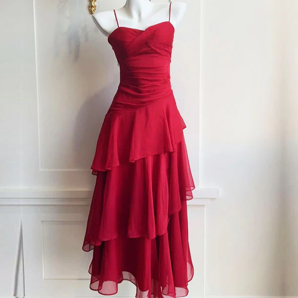 Alana Crimson Red Tiered Evening Maxi Dress - Image 7
