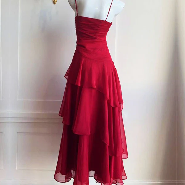 Alana Crimson Red Tiered Evening Maxi Dress - Image 8