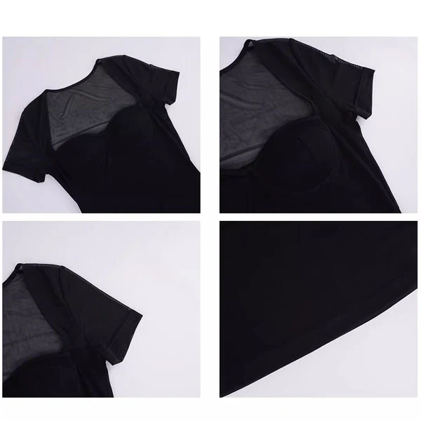 Alessia Elegant Black Mesh Sleeve Sweetheart Neckline Evening Dress - Image 9
