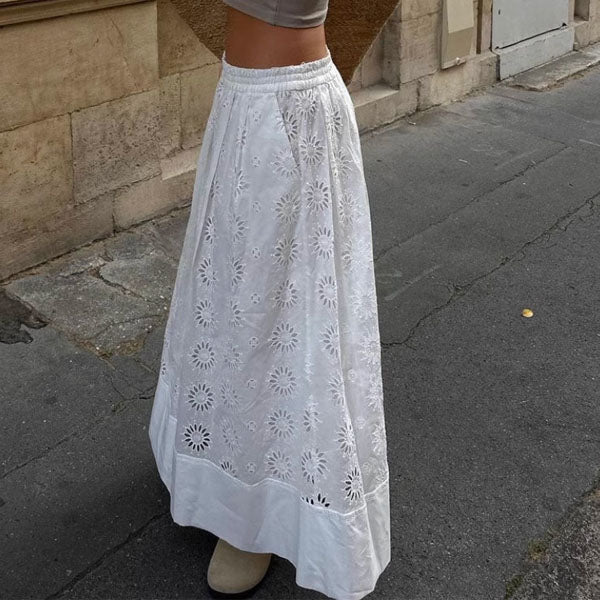 Alexia White Floral Eyelet Print Maxi Skirt - Image 2