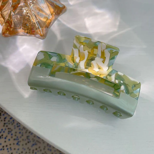 Alita French Fresh Green Rectangle Hair Clip - Image 7