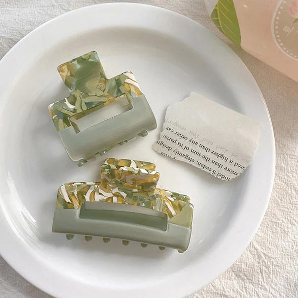 Alita French Fresh Green Rectangle Hair Clip - Image 8