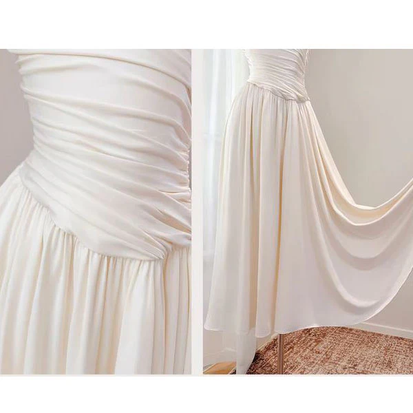 Allison Elegant Ivory Ruched Evening Dress - Image 10