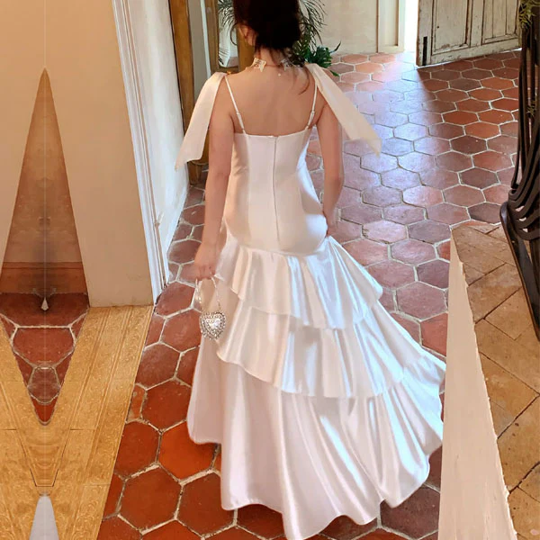 Alora Elegant Lace-Up Ruffle Maxi Evening Dress - Image 2