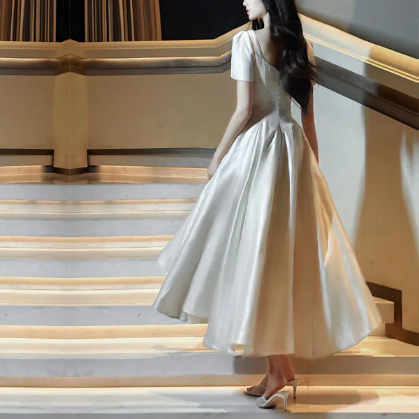 Alouette Grace Ivory Puff Sleeve Midi Dress - Image 2