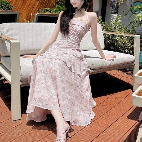 Amara Romantic Lavender Floral Tiered Ruffles Dress - Image 4