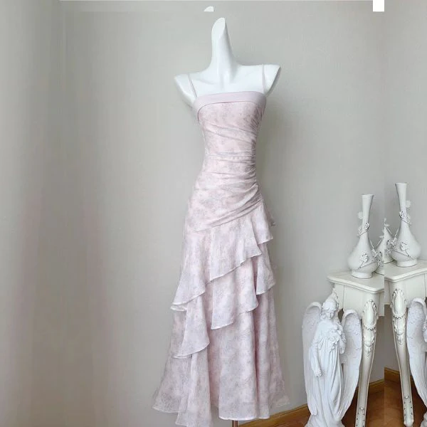 Amara Romantic Lavender Floral Tiered Ruffles Dress - Image 6