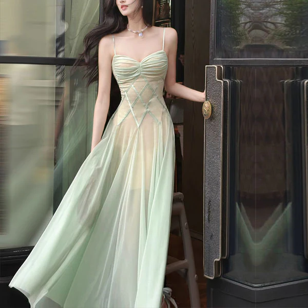 Amber Ethereal Mint Spaghetti Strap Flowy Dress - Image 3