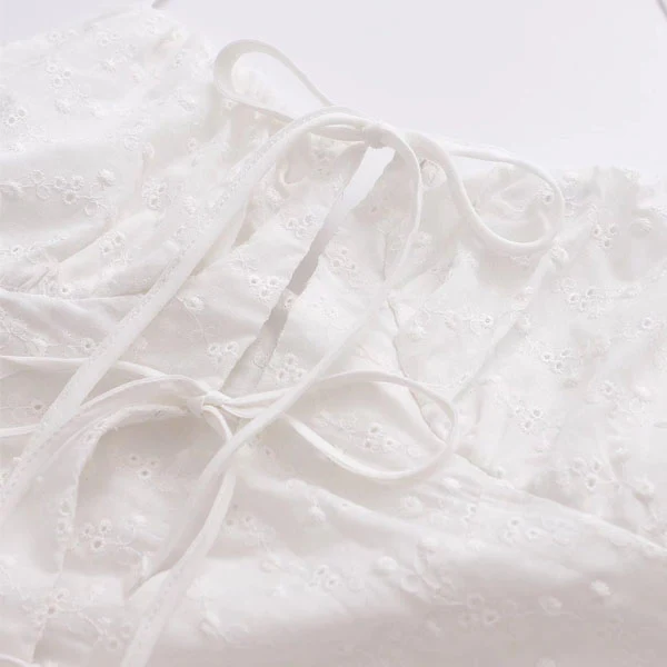 Amber Eyelet Embroidery White Halter Top - Image 6