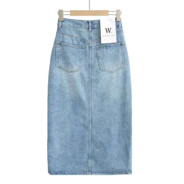 Amelia Light Wash Denim Maxi Skirt - Image 10