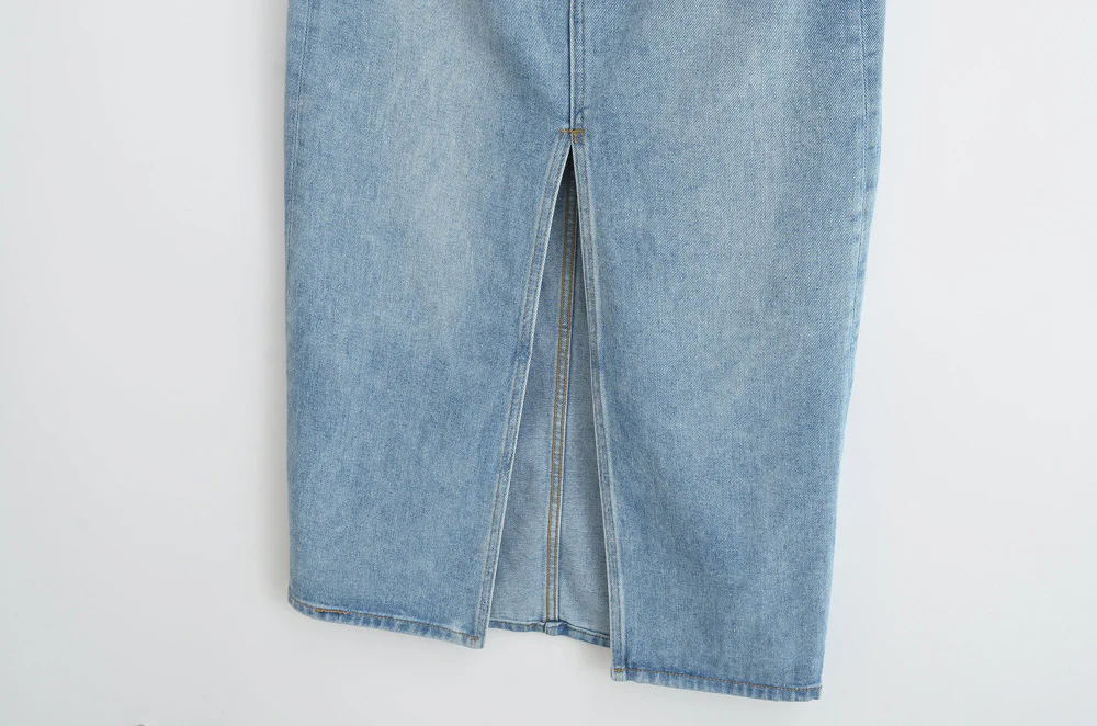 Amelia Light Wash Denim Maxi Skirt - Image 12