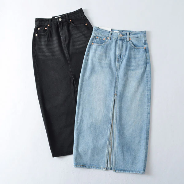 Amelia Light Wash Denim Maxi Skirt - Image 5