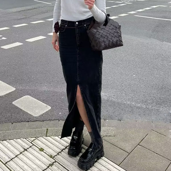 Amelia Light Wash Denim Maxi Skirt - Image 7