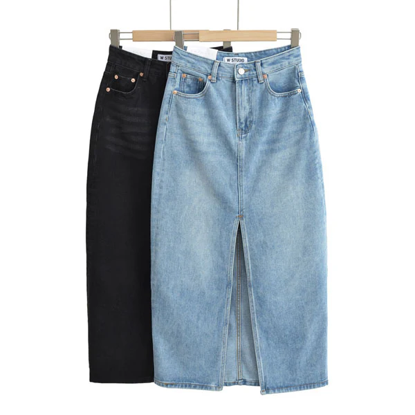 Amelia Light Wash Denim Maxi Skirt - Image 8