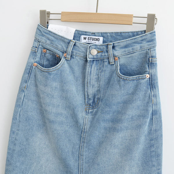 Amelia Light Wash Denim Maxi Skirt - Image 9