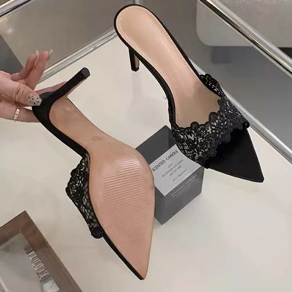 Amie Romantic Lace Slip On Heels - Image 10