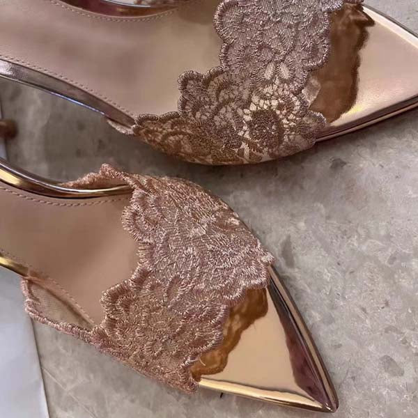 Amie Romantic Lace Slip On Heels - Image 6