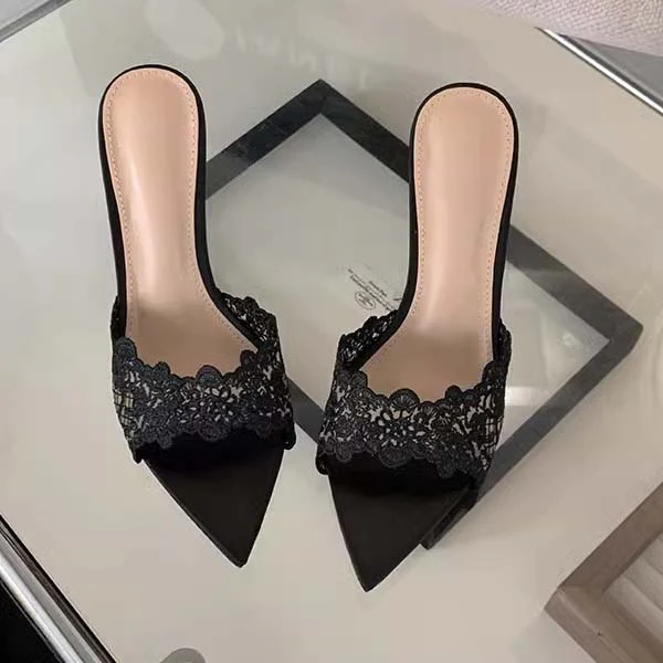 Amie Romantic Lace Slip On Heels - Image 8