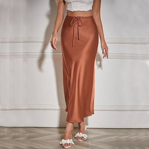 Amy Flawless Satin Midi Skirt - Image 10