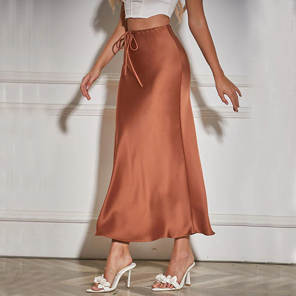 Amy Flawless Satin Midi Skirt - Image 11