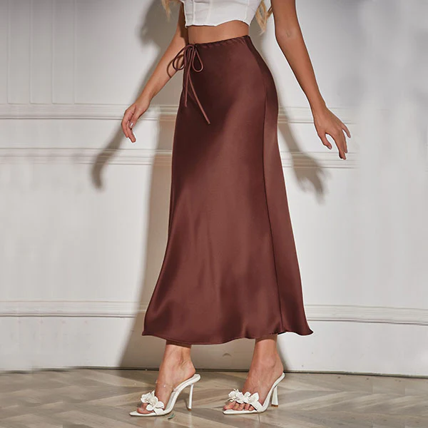 Amy Flawless Satin Midi Skirt - Image 15