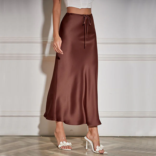 Amy Flawless Satin Midi Skirt - Image 16