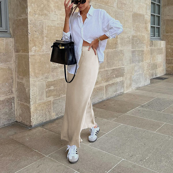 Amy Flawless Satin Midi Skirt - Image 2