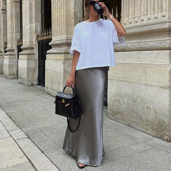Amy Flawless Satin Midi Skirt - Image 5