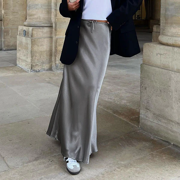 Amy Flawless Satin Midi Skirt - Image 6