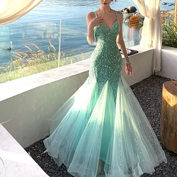 Anabella Sequin Mermaid Lace-Up Back Evening Dress