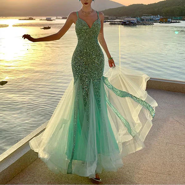 Anabella Sequin Mermaid Lace-Up Back Evening Dress - Image 4