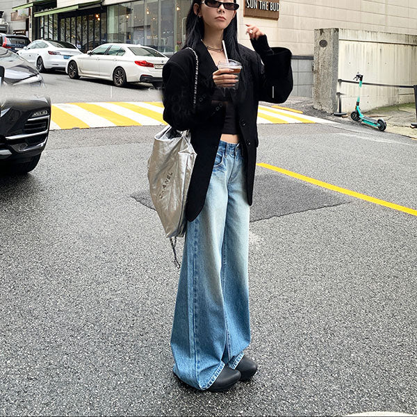 Angela Light Wash Wide Leg Denim Jeans - Image 3