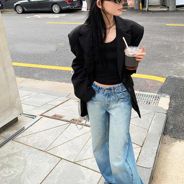 Angela Light Wash Wide Leg Denim Jeans - Image 4