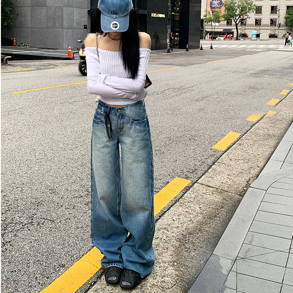 Angela Light Wash Wide Leg Denim Jeans - Image 5