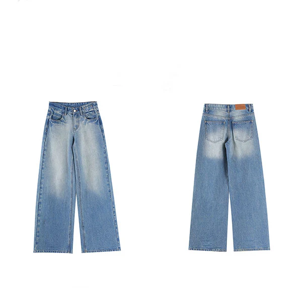Angela Light Wash Wide Leg Denim Jeans - Image 7
