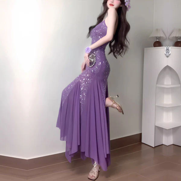 Ann Embellished Glitter Bodycon Pixie Hem Maxi Dress - Image 2
