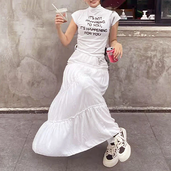 Anna White Tiered Maxi Skirt - Image 3