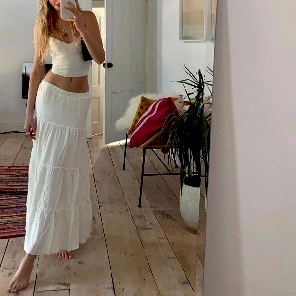 Anna White Tiered Maxi Skirt - Image 4