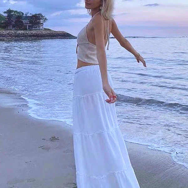 Anna White Tiered Maxi Skirt - Image 6