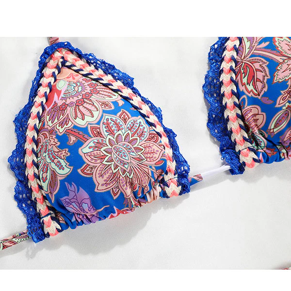 Annika Blue Floral Halter Bikini - Image 6
