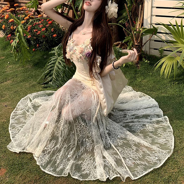 Arabella Romantic Floral Lace Maxi Dress - Image 4