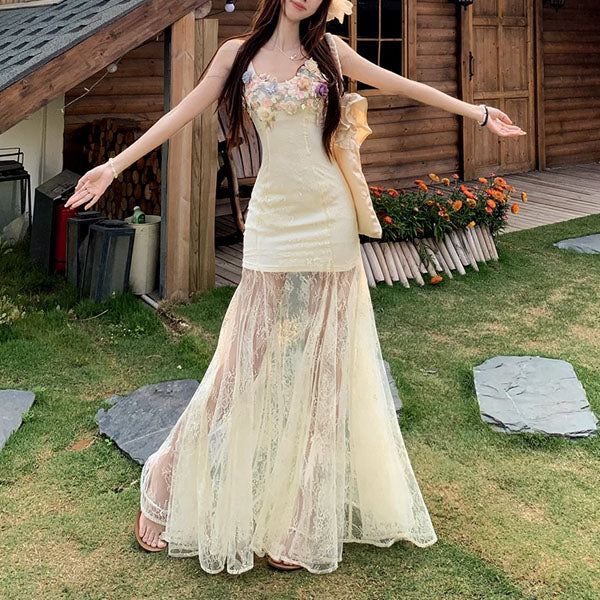 Arabella Romantic Floral Lace Maxi Dress - Image 6