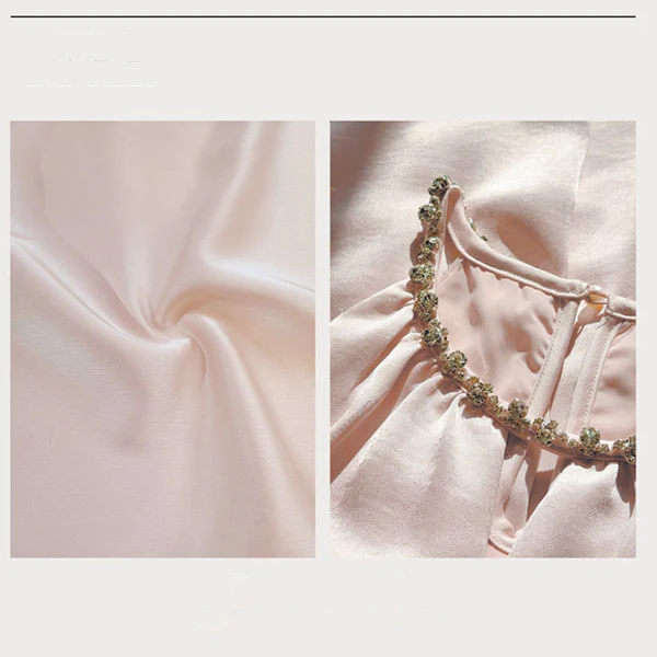 Arina Blush Pink Crystal-Embellished Neckline Evening Dress - Image 8
