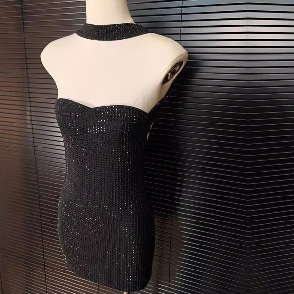 Arrisa Sparkly Strapless Choker Mini Dress - Image 11