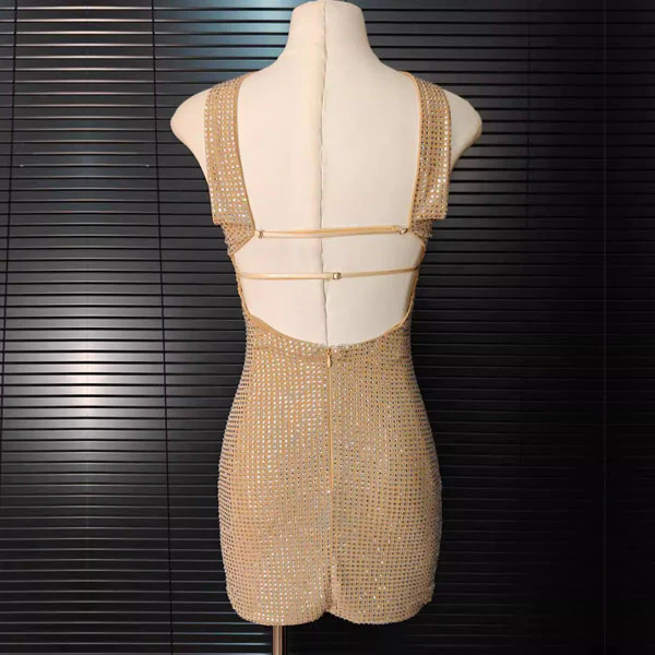Arrisa Sparkly Strapless Choker Mini Dress - Image 4