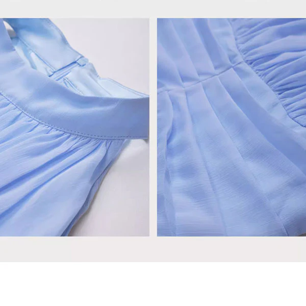 Aveline Romantic Baby Blue A-Line Halter Evening Dress - Image 7