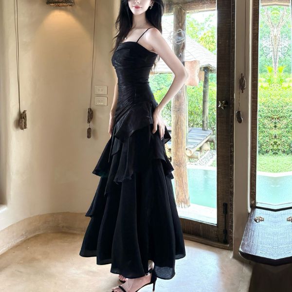 Azura Celestial Black Tiered Ruffles Maxi Dress - Image 2