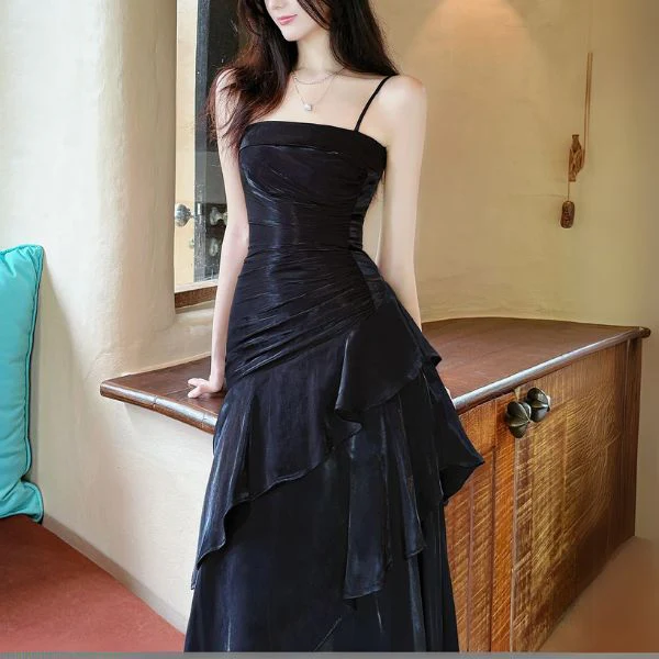 Azura Celestial Black Tiered Ruffles Maxi Dress - Image 5