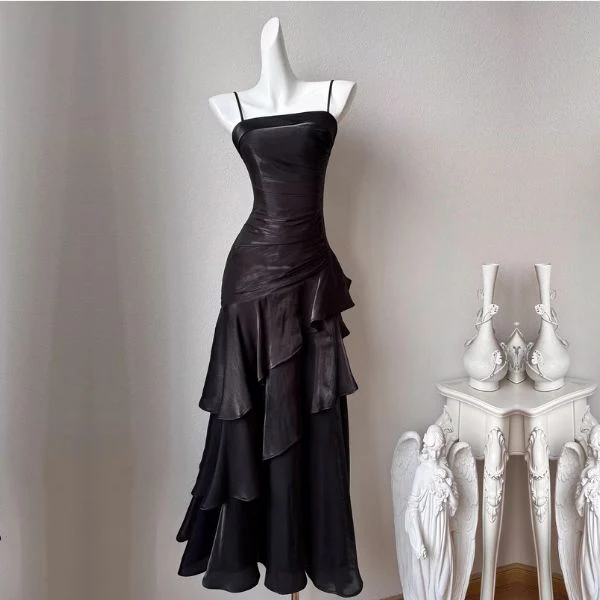 Azura Celestial Black Tiered Ruffles Maxi Dress - Image 6